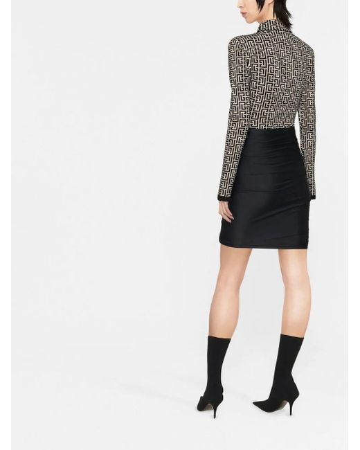 Balenciaga Black Gathered Stretch Mini Skirt