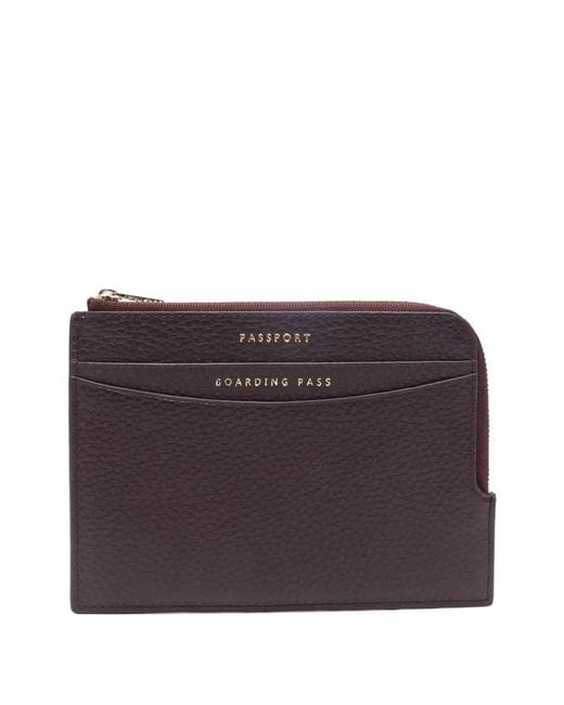 Aspinal Purple Zipped Travel Wallet for men