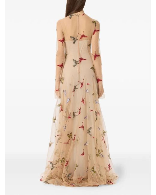 Blumarine White Butterfly-Embroidered Maxi Dress