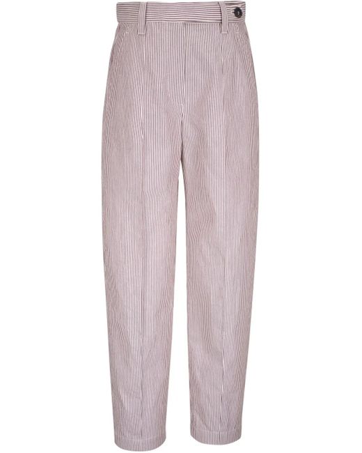 Brunello Cucinelli Red Striped Trousers