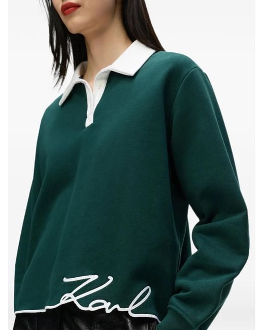 Karl Lagerfeld Green Signature Polo Sweatshirt