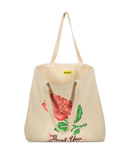 Market Pink Rose-Print Tote Bag for men