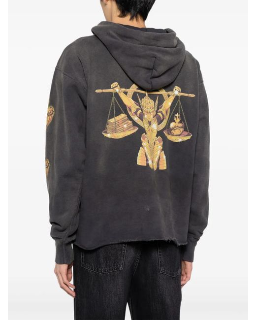 SAINT Mxxxxxx Gray Graphic-Print Cotton Hoodie