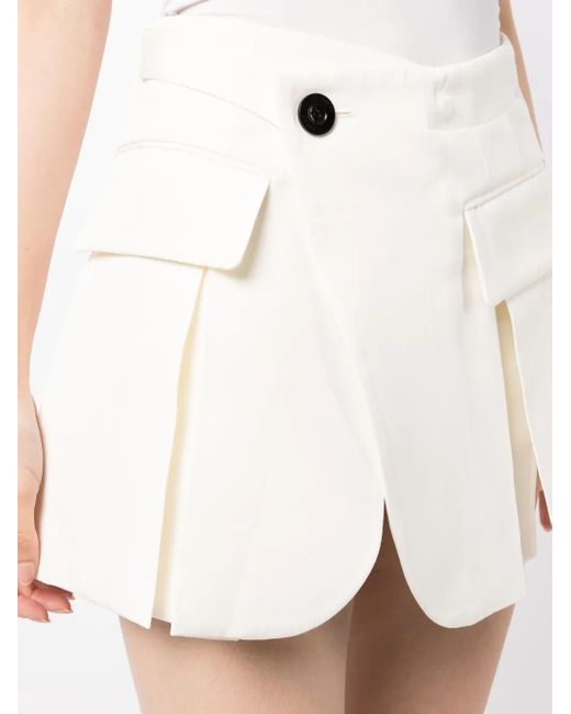 Sacai White Pleated A-Line Short Shorts