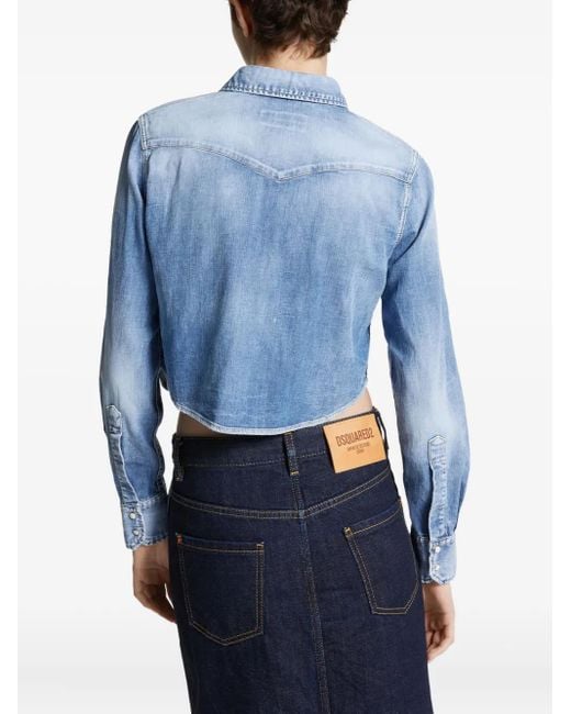 DSquared² Blue Cropped Denim Shirt