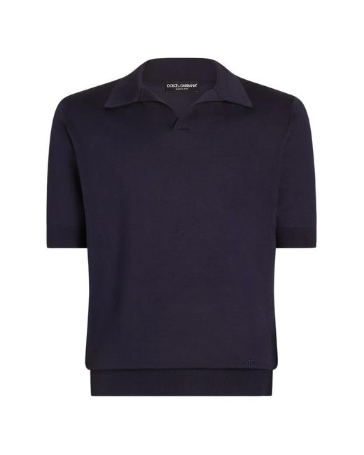 Dolce & Gabbana Blue V-Neck T-Shirt for men