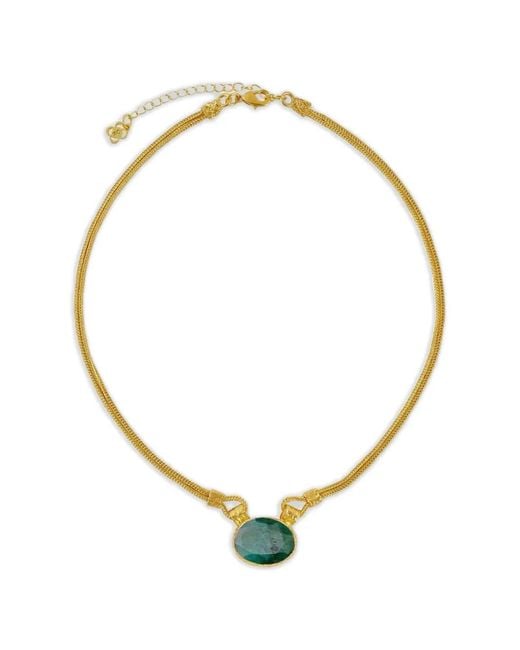 Ottoman Hands Metallic Daphne Emerald Chain Necklace