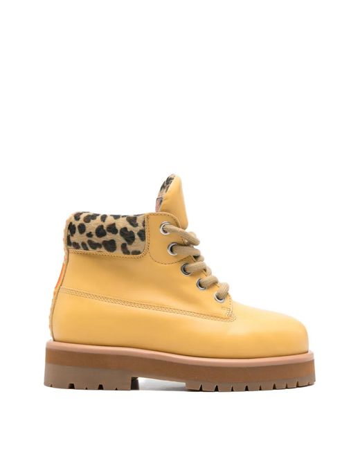 PDF Natural Leopard-Print Lace-Up Hiking Boots for men