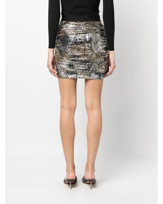 Just Cavalli Gray Sequined Ruched Skirt