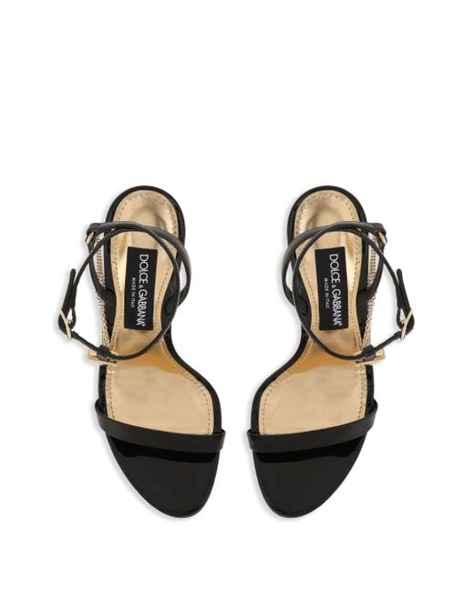 Dolce & Gabbana Black Patent Leather Sandal Shoes