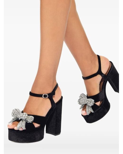 Kurt Geiger Black 125Mm Crystal-Bow Platform Sandals