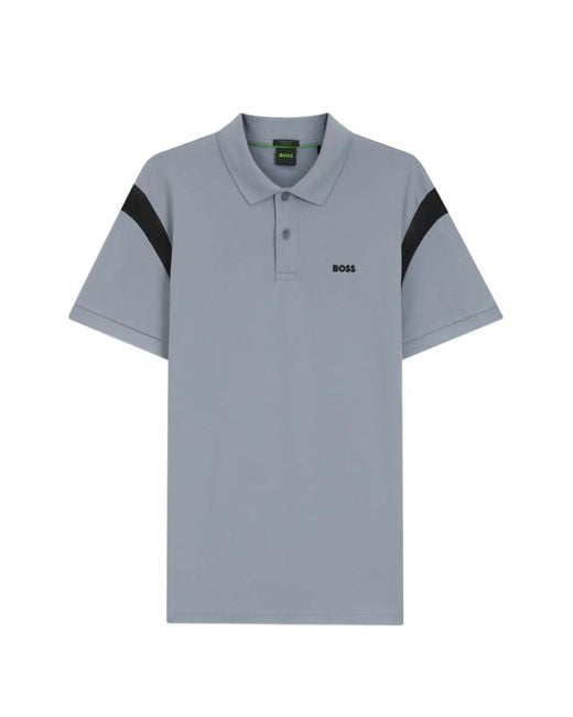 Boss Gray Paddy Contrast-Panel Polo Shirt for men