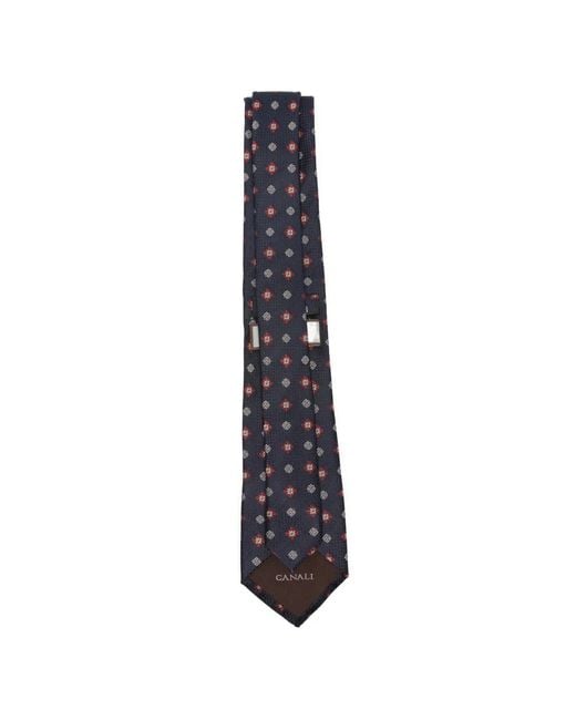 Canali Blue Cravate Pointue À Motif Géométrique for men
