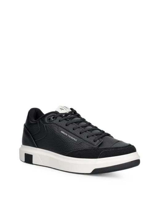 ARMANI EXCHANGE Black Pebbled Sneakers for men