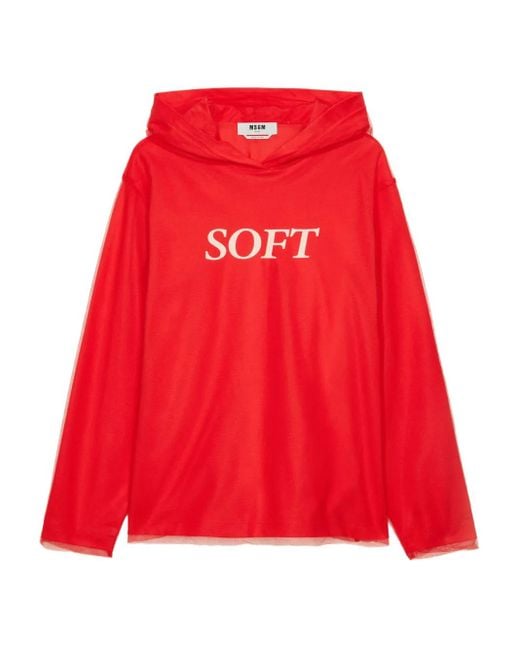 MSGM Red Long-Sleeve Hoodie