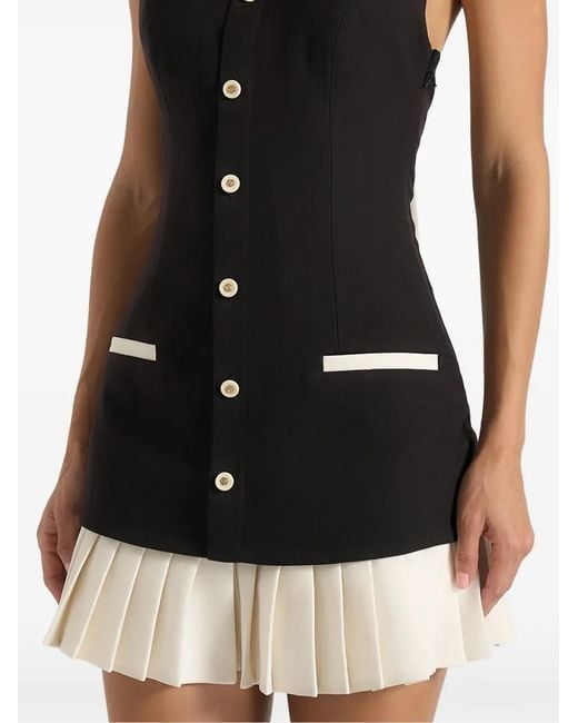 Manière De Voir Black Jasmine Halterneck Pleated Mini Dress