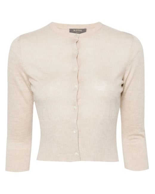 N.Peal Cashmere White Darcie Cashmere Cardigan