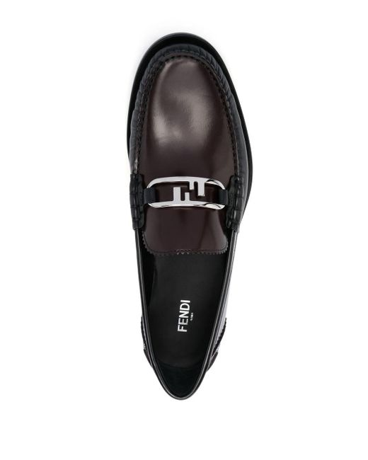 Mocassins en cuir Fendi pour homme en coloris Noir Homme Chaussures Chaussures  à lacets Chaussures derby 