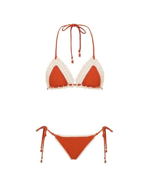 Zimmermann Red Mahon Crochet-Trim Bikini