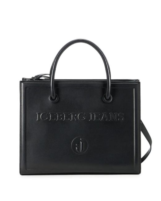 Iceberg Black Logo-Embossed Tote Bag