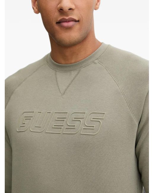 Guess Gray Logo-Embossed Sweatshirt for men