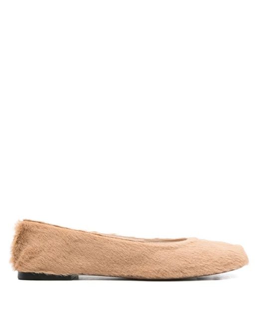 The Row Natural Leather Ballet Flats