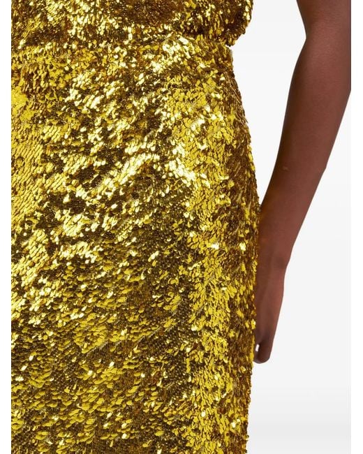 Roberto Cavalli Yellow Sequin-Embellishment Midi Skirt