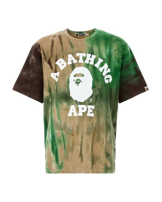 A Bathing Ape T-Shirt Met Tie-Dye Print En Ronde Hals in het Green voor heren