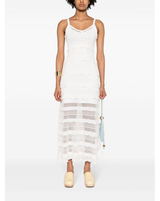 Sandro Knit Maxi Dress in White | Lyst