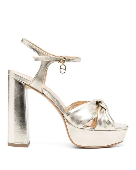 Twinset Metallic 125Mm Knot-Detail Sandals