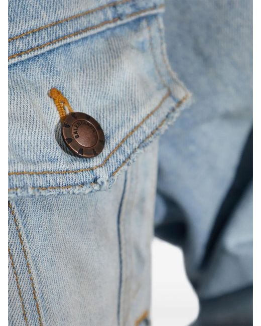 Balenciaga Blue Veste En Jean À Design Superposé