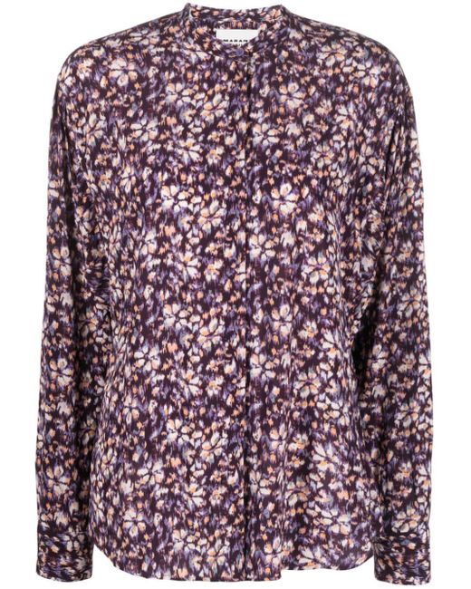 Isabel Marant Purple Catchell Floral-print Shirt