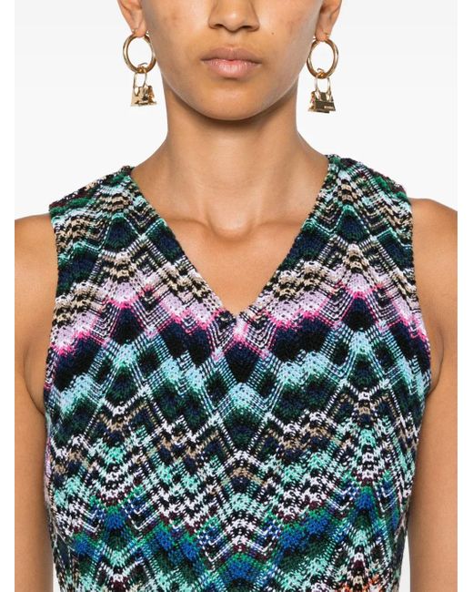 Missoni Blue Interwoven-Design Mini Dress