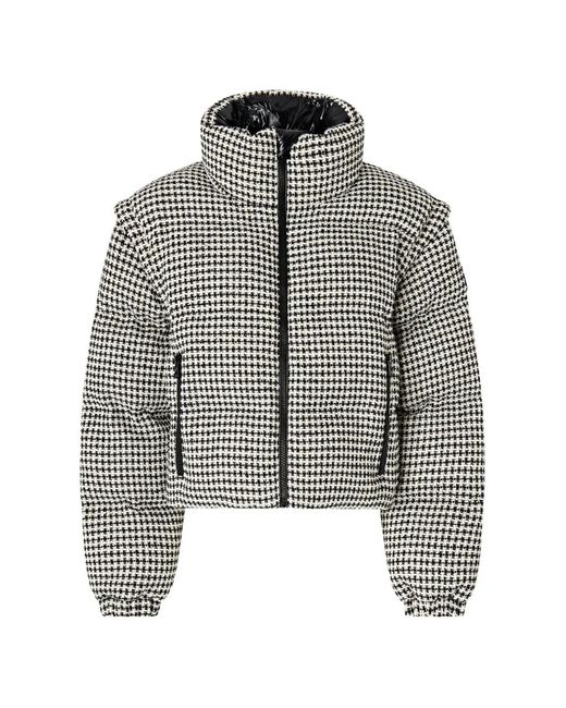 Pinko Gray Houndstooth-Pattern Padded Jacket