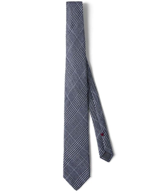 Brunello Cucinelli Karierte Krawatte aus Seiden-Leinengemisch in Blue für Herren