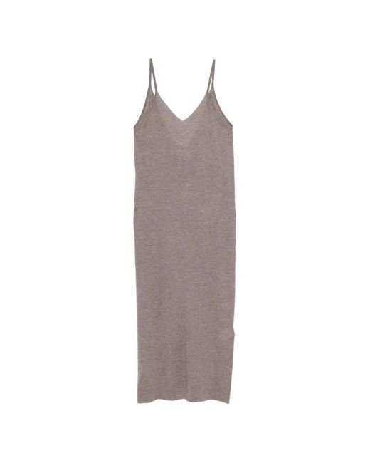 Lisa Yang Gray Albina V-Neck Midi Dress