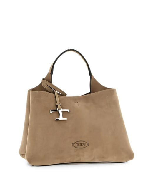 Tod's Natural T Timeless Calf Suede Clutch Bag