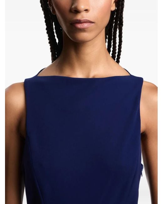 Emporio Armani Blue Pleated Sleeveless Maxi Dress