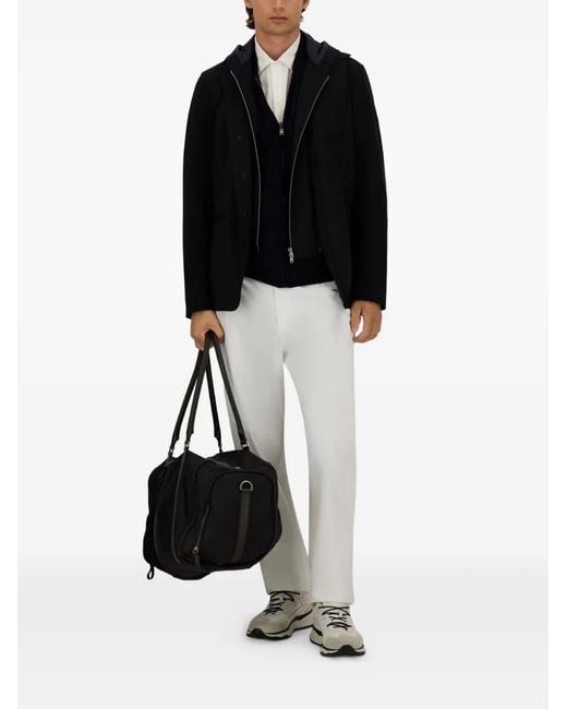 Herno Blue Zip-Up Wool Cardigan for men