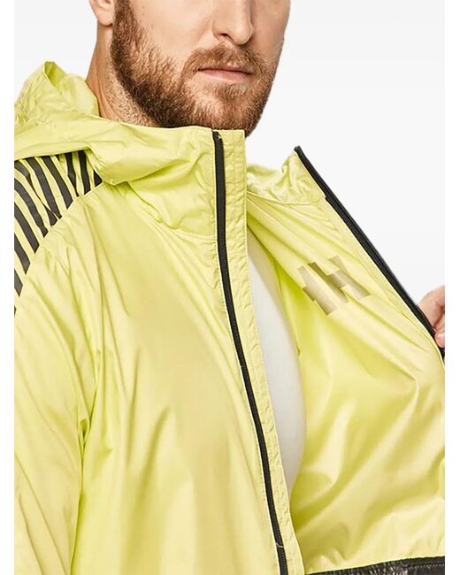 Helly Hansen Yellow Logo-Print Hooded Windbreaker for men