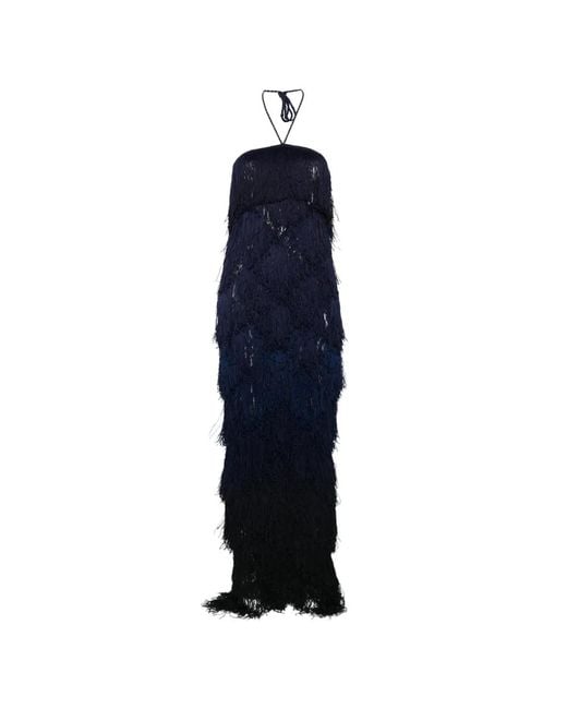 Bless Blue Laguna Fringed Halterneck Maxi Dress