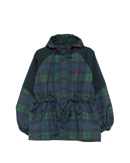 Damson Madder Blue Liu Tartan Hooded Raincoat