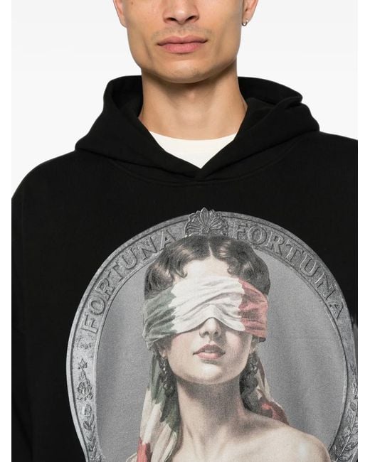 PDF Black Graphic-Print Hoodie for men