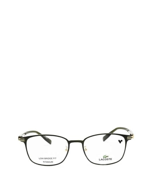 Lacoste Black Titanium Rectangle-Frame Glasses for men