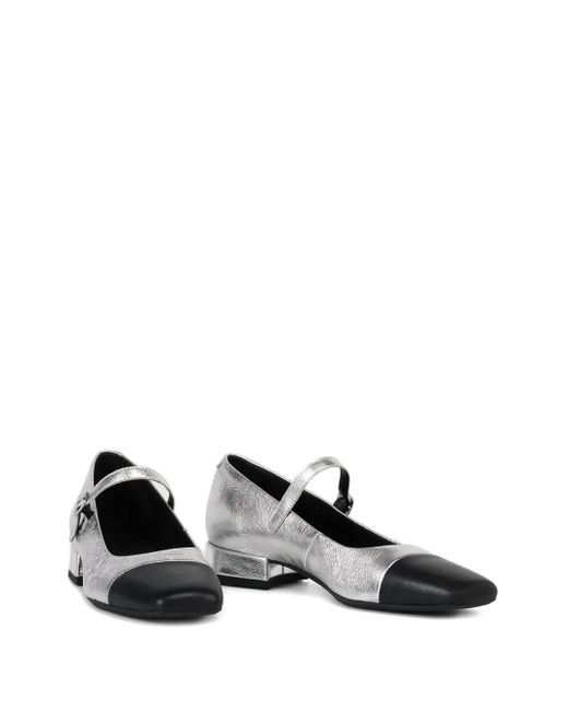 Vagabond Gray 25Mm Debbi Metallic-Leather Pumps