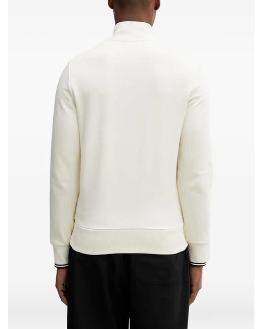 Fred Perry White Half-Zip Embroidered-Logo Sweater for men