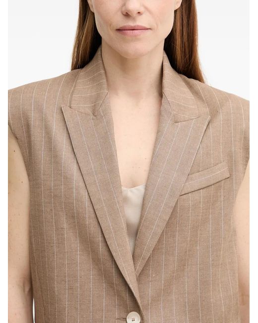 La Petite Francaise Natural Valmy Pinstripe Single-Breasted Waistcoat