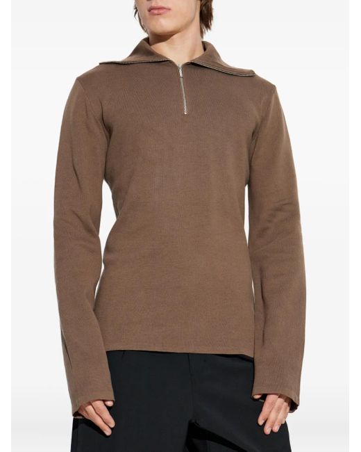 Entire studios Brown Zip-Up Collared Sweater for men