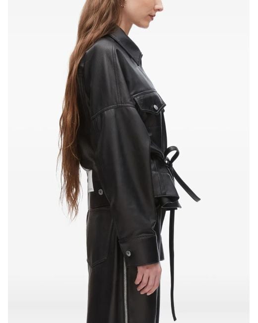 3.1 Phillip Lim Black Belted Leather Shirt Jacket
