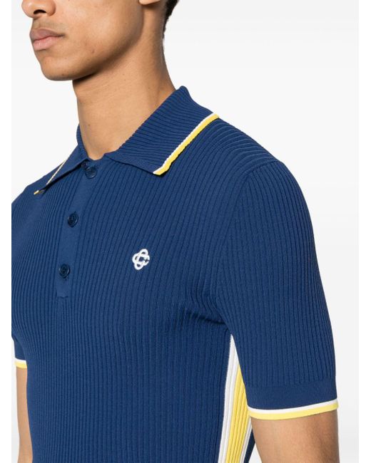 Casablancabrand Blue Logo-embroidered Polo Shirt for men